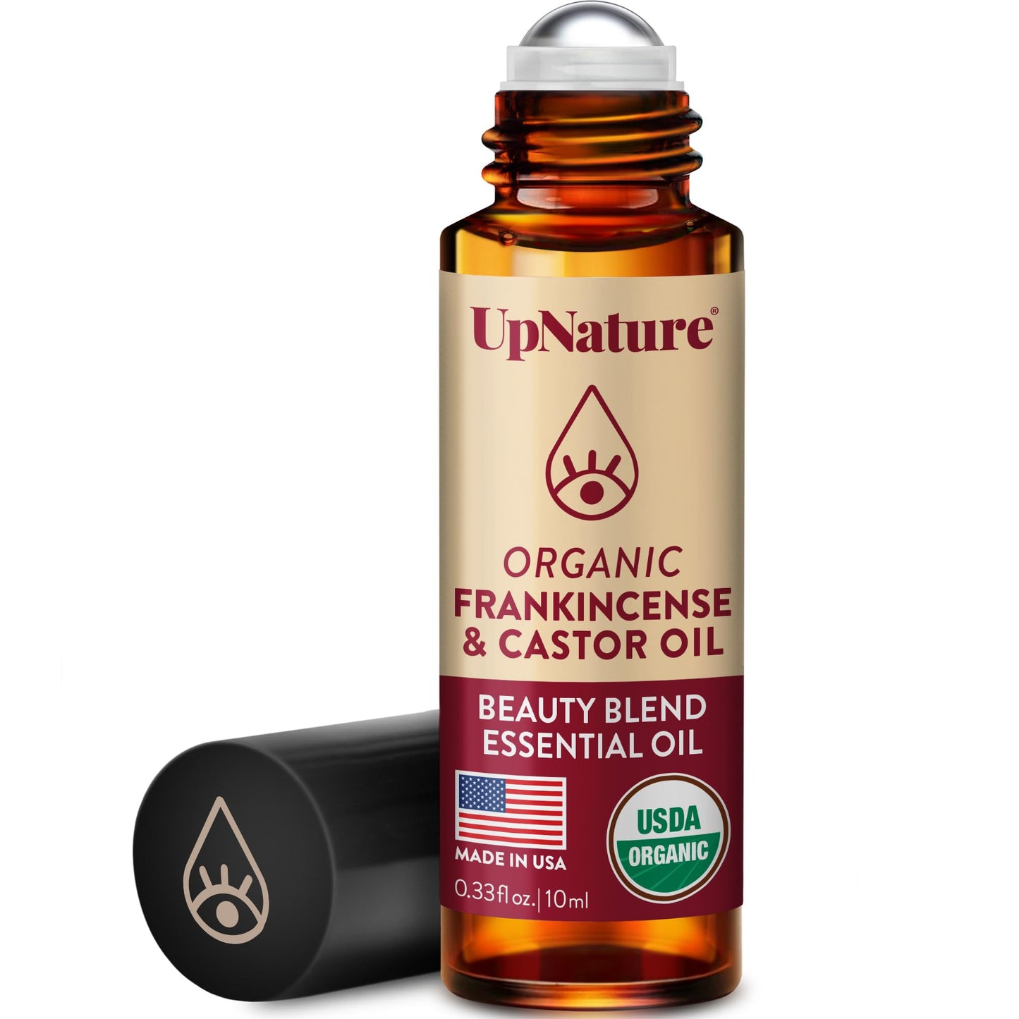 UpNature Organic Castor Oil and Frankincense Roll On – 100% Pure Hexane Free Castor Oil & Frankincense Under Eye Roller for Face - Wrinkles Dark Circles Beauty Rollerball