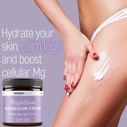 Magnesium Lotion – Nighttime Magnesium Cream – Apply to Legs, Arms or Chest - Topical Magnesium Chloride – USA Made and Safe for Kids (Clary Sage)