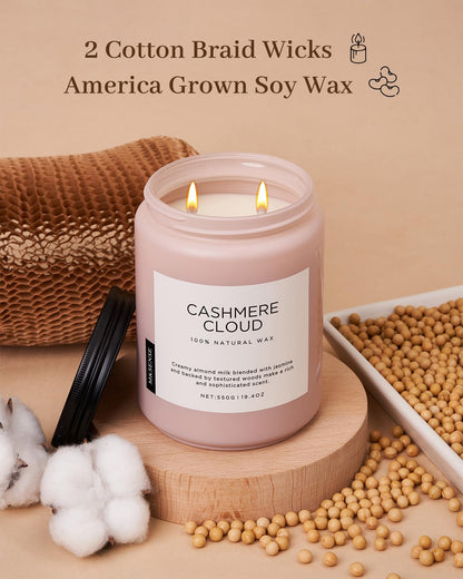 M&SENSE Creamy Almond Milk Scented Candles, 19.4oz 110 Hour Long Lasting 2 Wick Organic Natural Soy Wax in Glass Jar Candle for Bedroom Kitchen Home Decor, Housewarming Gifts for Family Friends