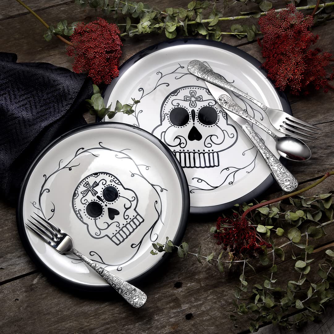 Liberty Tabletop Calavera (Skull) 40 Piece Silverware Set Service for 8 Flatware Made in USA