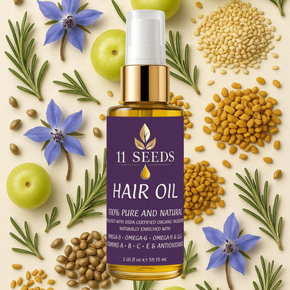 Hair Oil Naturally Enriched with Omega-3-6-9, GLA, Vitamins A, B, C, E, Lightweight Blend Supports Revitalize, Shine, Frizz Control, Color Safe, Helps Reduce Split Ends, UV & Heat - Silicone Free