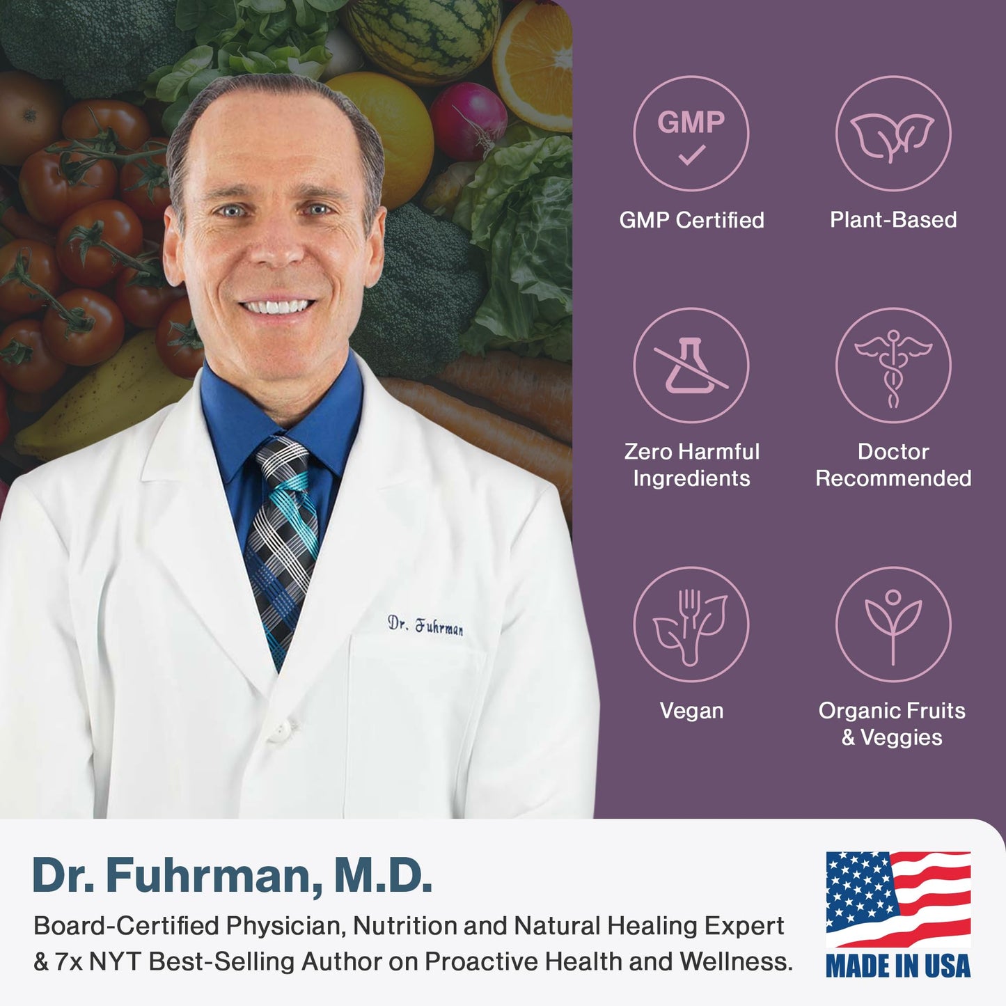 Dr. Fuhrman 2 Month Supply Multivitamin for Women + D3 Vitamin for Immune Support | Vegan Formula Womens Multivitamin with B12 & Zinc | Whole Food multivitamin with 17 Fruits & Veggies | Non GMO