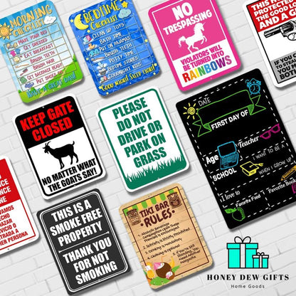 Honey Dew Gifts Funny Signs, Keep Out Zombie Zone, 9 inch by 12 inch Metal Funny Novelty Signs, Made in USA, Halloween Sign