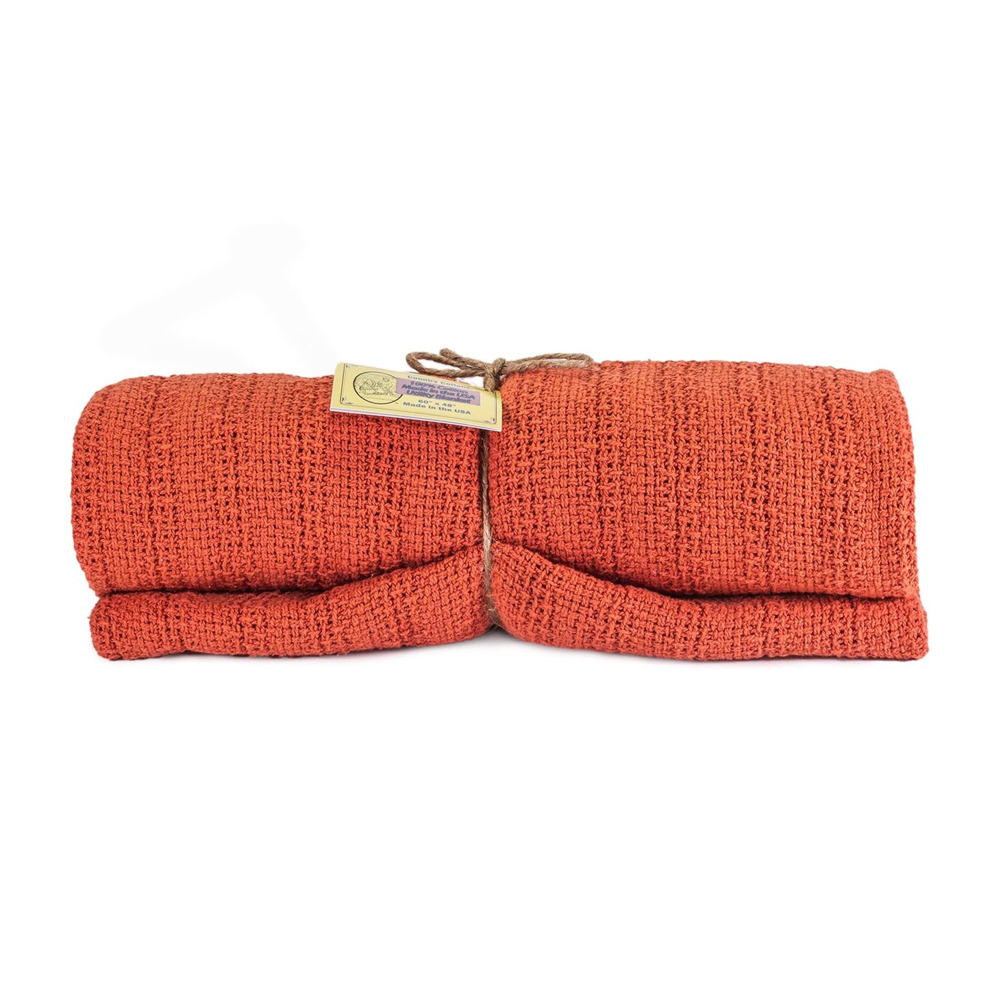 Country Cottons 100% Cotton, 100% Made in The USA Utility Blanket 60"x48" for Travel or Home (Paprika)