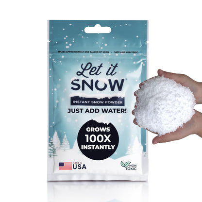 Let it Snow Instant Fake Snow for Slime - Made in The USA, Gentle, Safe & Easy to Use Artificial Snow Powder - Perfect Play Snow for Holiday Decorations, Photography, Sensory Play, & Slime (1 Pack)