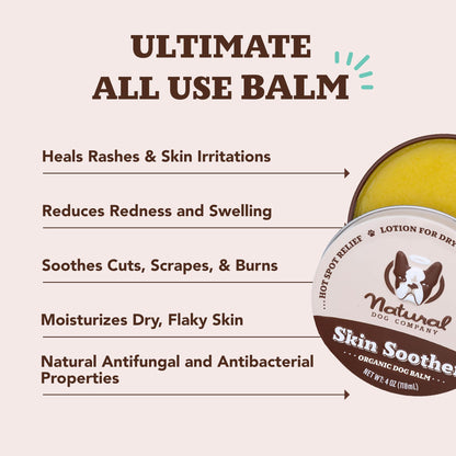 Natural Dog Company Skin Soother Balm Bundle for Dogs – Heals & Relieves Itchy Skin, Hot Spots & Rashes – Moisturizing Dog Rash Cream & Travel Stick – 1 oz Tin + 0.15 oz Stick