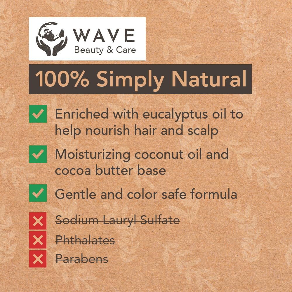 Wave Eucalyptus Oil Shampoo & Conditioner Bar Set - Natural & Organic Moisturizing Vegan Shampoo and Conditioner Bars for Women & Men - Long-Lasting (80-120 Uses)