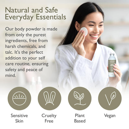 SoCal Suds & Company - Natural Body Powder Talc-Free - with Arrowroot Powder, Kaolin, Aspen Bark Extract for Soft Soothing Delicate Skin - Vanilla 4oz, 1-Pack
