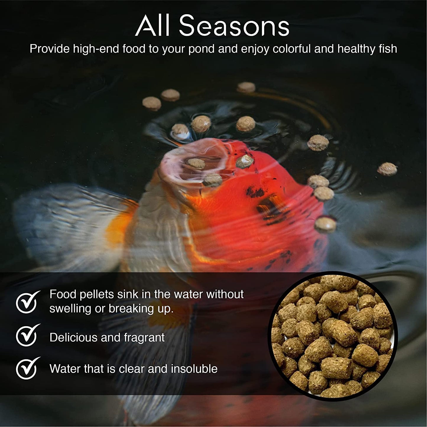 BIG Kahuna Koi Fish Food – Made in The USA - Koi Food Floating Pellets – 3/16" - 1/4" Pellet Size – 32% Protein Fish Food – Rich in Nutrients