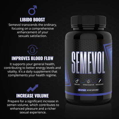 Semevol Semen Volume Booster Dietary Supplement for Men’s Fertility Health Support | Premium Dosing for Maximum Load and Quality Results | Made in The USA | 150 Capsules (1 Month Supply)