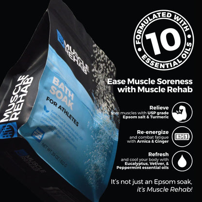 Muscle Rehab: Epsom Salts with Arnica for Soaking for Pain-Magnesium Soak for Sports Recovery, Soak for Athletes with Essential Oils, and Turmeric - Hydrating Sore Muscle Bath Soak
