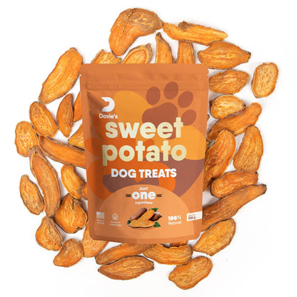 Davie's Sweet Potato Dog Treats - Healthy Dog Treats Made in USA Only, Natural Dog Treats, Healthy Dog Chews, Low Fat Dog Treats, 0.5 lb. Bag