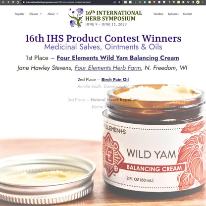 Wild Yam Cream for Hormone Support 2 Oz | Four Elements 4E Organic Wild Yam Balancing Cream for Women | Menopause & PMS Support - Estrogen & Progesterone Free | Proudly Farmed, Crafted & Made in USA