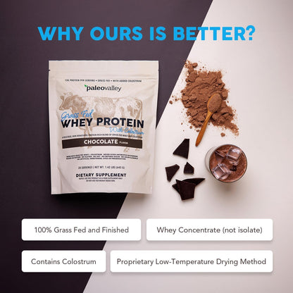 Paleovalley 100% Grass Fed Whey Protein, Chocolate