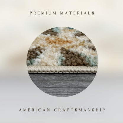 Maples Rugs Reggie Floral Runner Rug - Made in USA - Washable, Non Slip Indoor Carpet for Kitchen, Hallway, and Laundry Room, 1'8 x 5, Beige