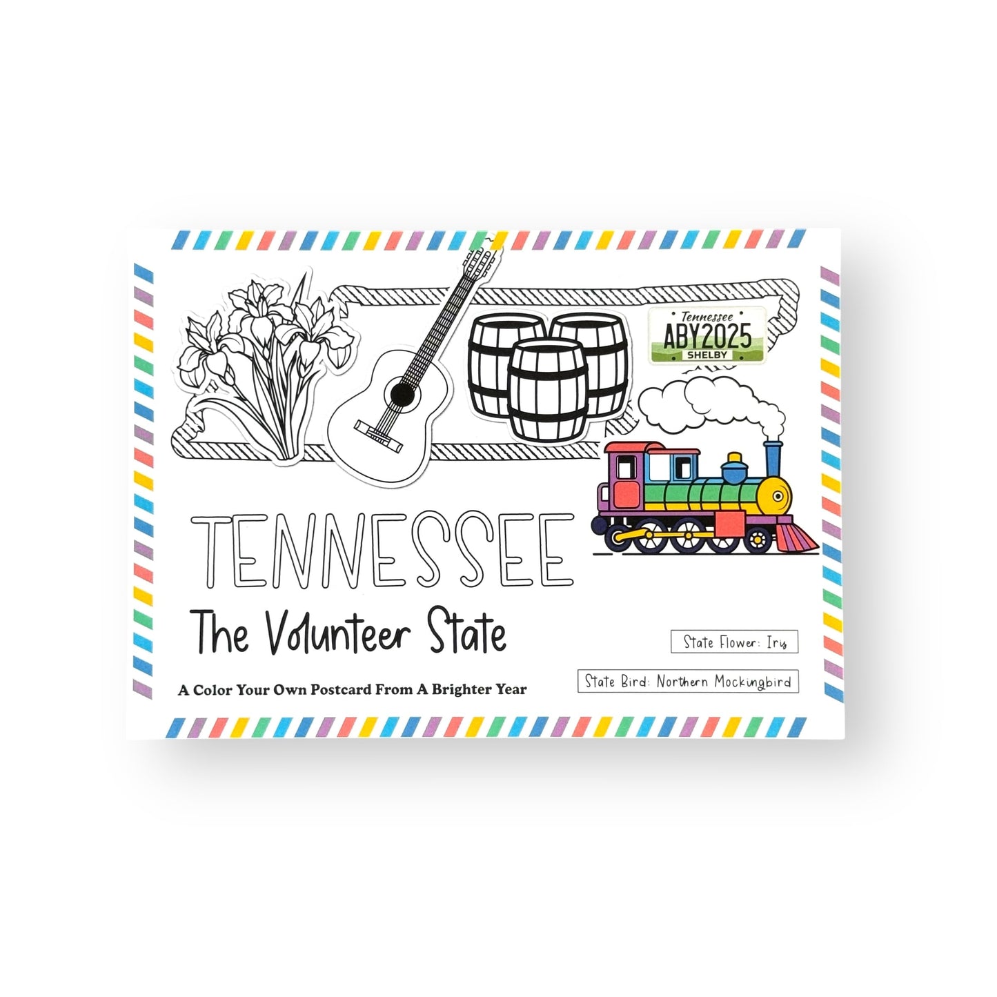 A Brighter Year Color Your Own Postcard - Tennessee State - 5"x 7", Premium Quality, Sturdy Cardstock, Sized for Mailing, Illustrations - Stress & Anxiety Relief
