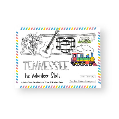 A Brighter Year Color Your Own Postcard - Tennessee State - 5"x 7", Premium Quality, Sturdy Cardstock, Sized for Mailing, Illustrations - Stress & Anxiety Relief