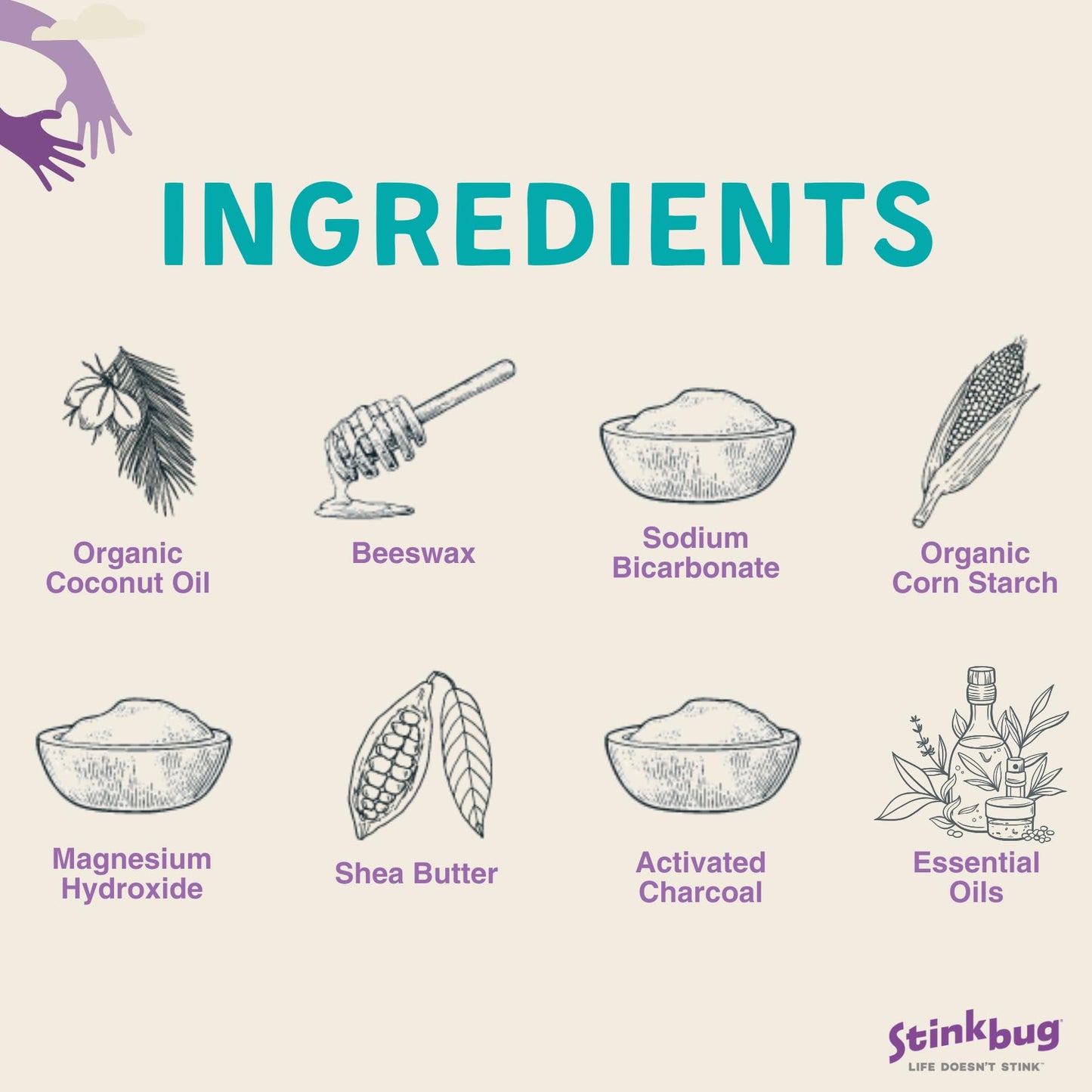 Stinkbug Naturals Aluminum Free Organic Travel Size Deodorant Stick with Unscented, Coconut Oil, Paraben Free, Sensitive Skin Deodorant, 0.75 Ounce Pack of 3