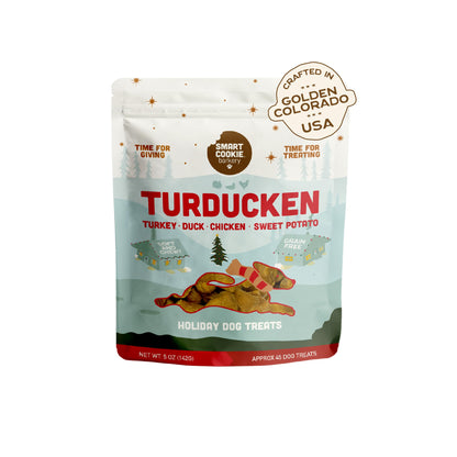 Smart Cookie Turducken Holiday Dog Treats - Turkey, Duck and Chicken Christmas Dog Treats - Healthy, All Natural, Grain Free, Human-Grade - Made in USA - 5oz