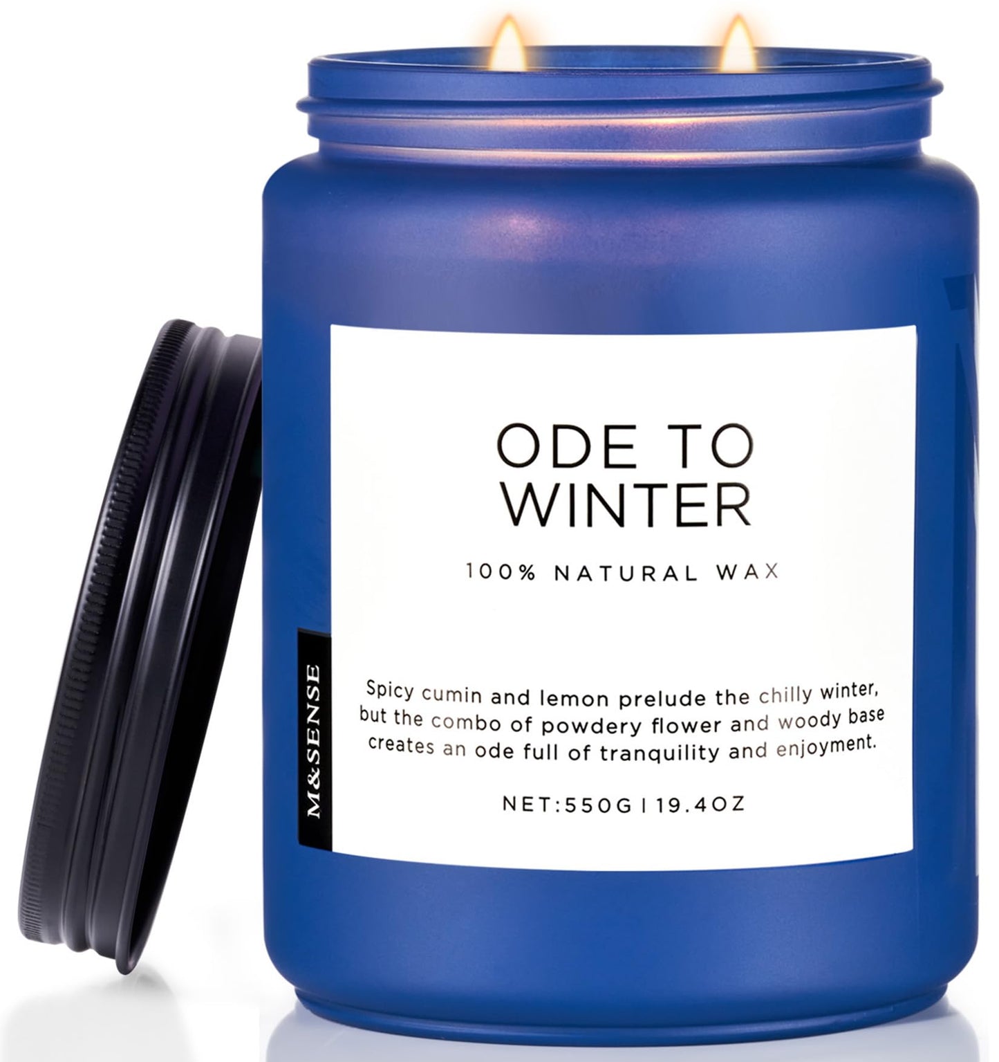 M&SENSE Ode to Winter - Lavender Sandalwood Strong Scented Candle, 19.4oz 110 Hour Clean Non Toxic Long Lasting Organic Natural Soy Wax Winter Candle Gifts for Bedroom Bathroom Home Decor