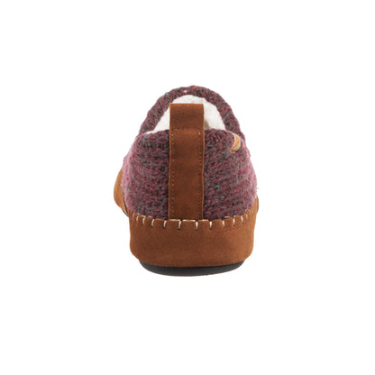 Acorn Womens Camden Recycled Moccasin Slippers with Berber lining, Garnet, Large