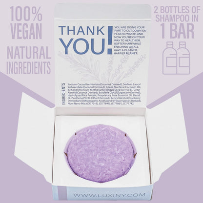 Luxiny Hair Shampoo and Conditioner Set - Sulfate Free Lavender Bars, Made in USA (1 Shampoo Bar 60g, 1 Deep Conditioner Bar 50g)