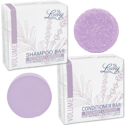 Luxiny Hair Shampoo and Conditioner Set - Sulfate Free Lavender Bars, Made in USA (1 Shampoo Bar 60g, 1 Deep Conditioner Bar 50g)
