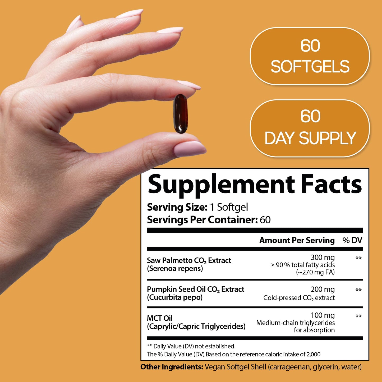 HARMONIFY Pumpkin Seed Oil with Saw Palmetto Softgels, 2-in-1 Formula Herbal Supplement, Non-GMO & Gluten-Free, 60 Days Supply