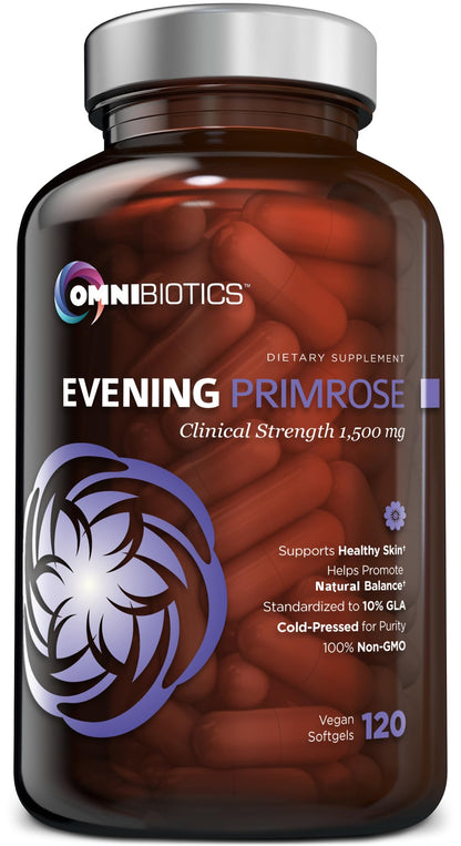 OmniBiotics Organic Evening Primrose Oil for Women – Clinical Strength 1500mg per Capsule, 10% GLA, Cold-Pressed, Non-GMO, Hormone Balance for Women – 120 Vegan Softgel Capsules