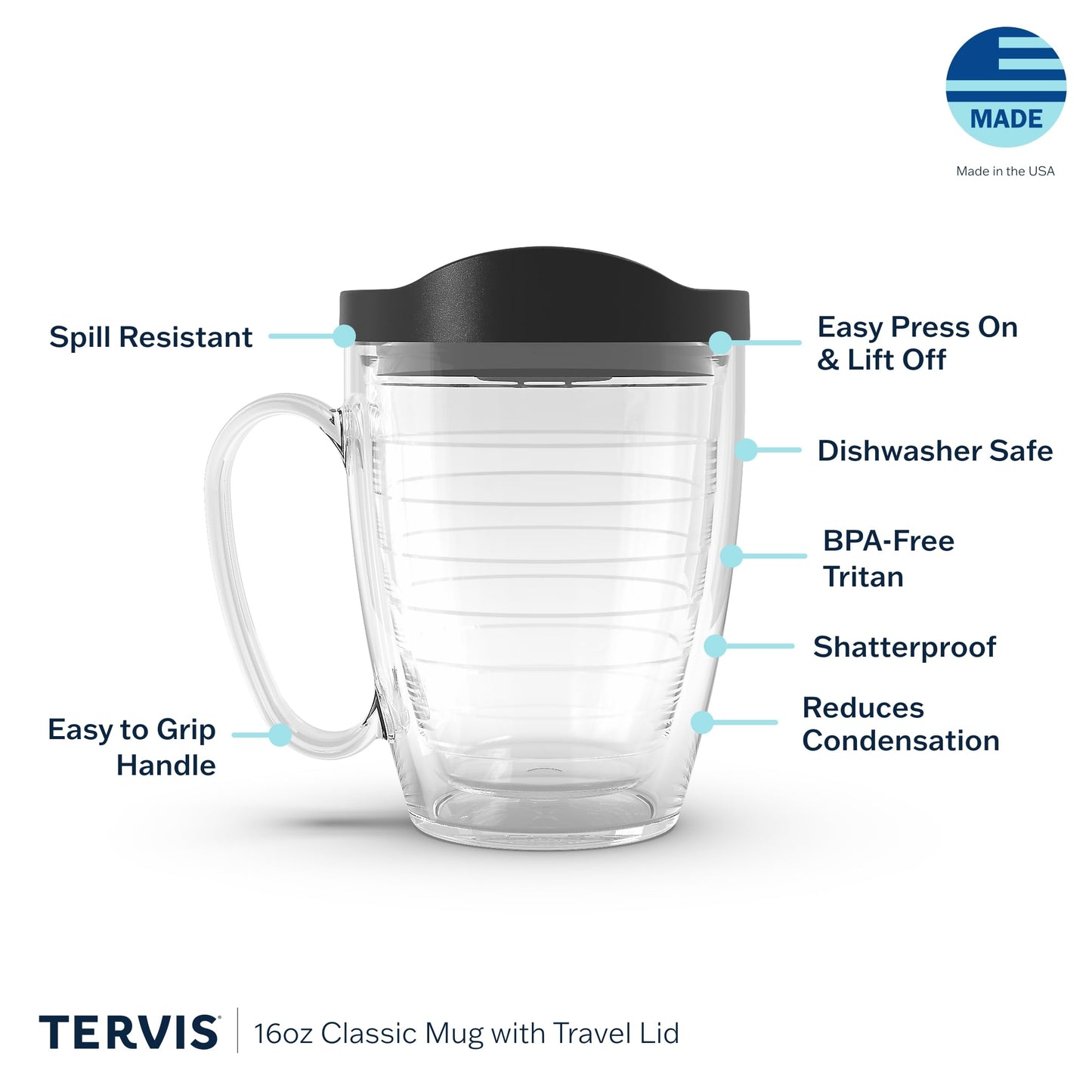 Tervis Golden Holiday Christmas Made in USA Double Walled Insulated Tumbler Travel Cup Keeps Drinks Cold & Hot, 16oz Mug, Classic