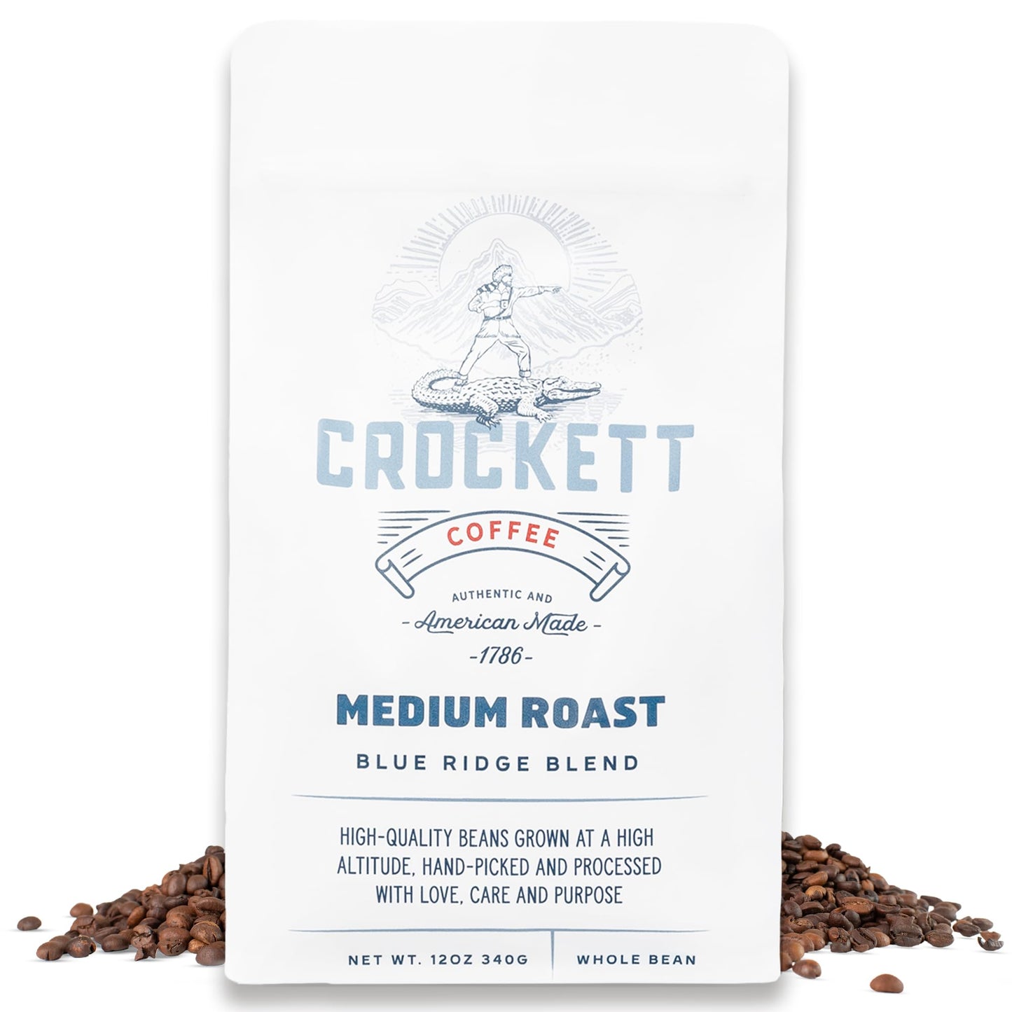Crockett Whole Bean Coffee – Medium Roast Whole Coffee Beans with Smooth Flavor, Bold Aroma & Clean Finish – Perfect for Focused Energy, All-Day Drive & Guilt-Free Brewing