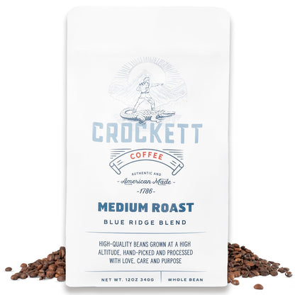Crockett Whole Bean Coffee – Medium Roast Whole Coffee Beans with Smooth Flavor, Bold Aroma & Clean Finish – Perfect for Focused Energy, All-Day Drive & Guilt-Free Brewing