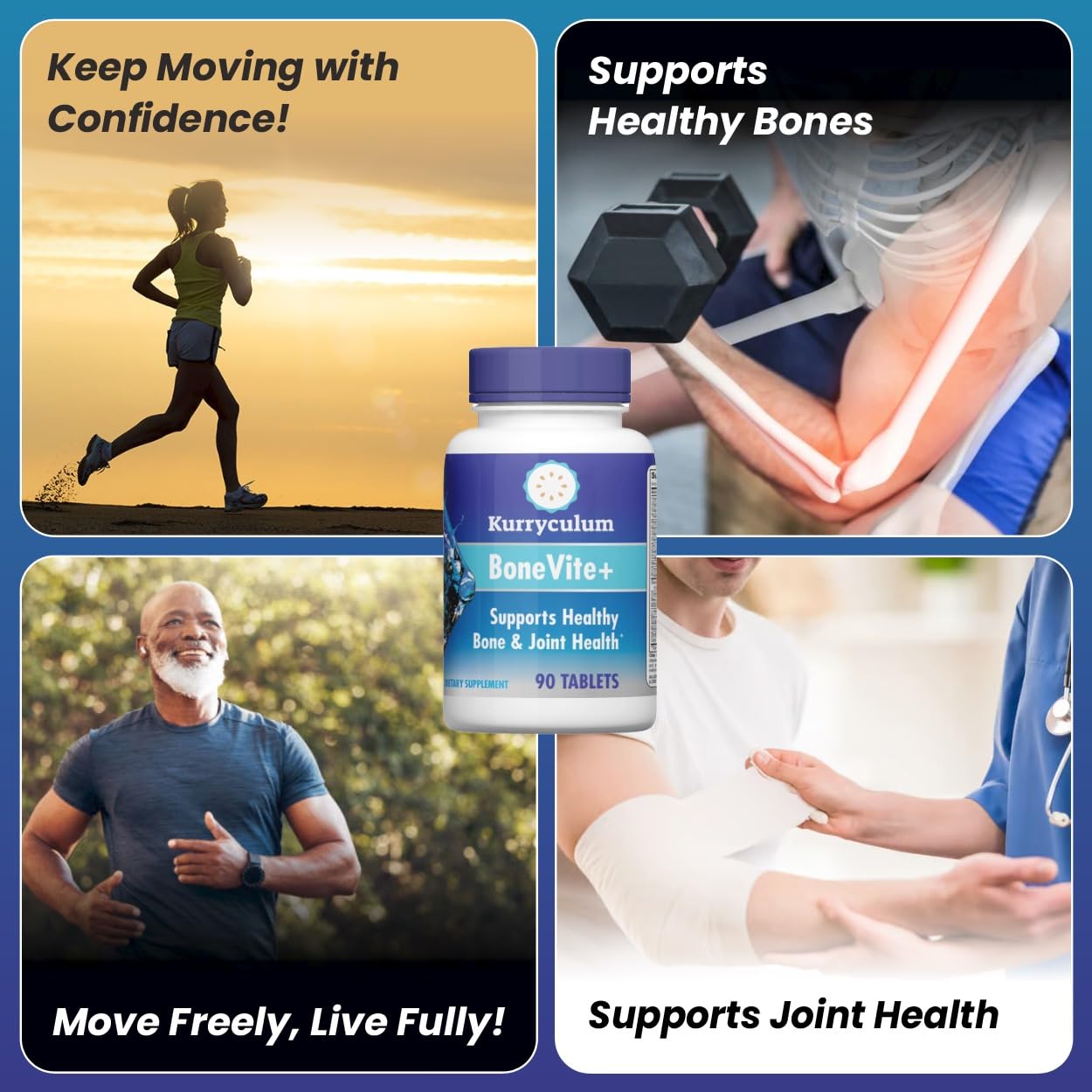 Kurryculum BoneVite+, Bone and Joint Health Supplement, 90 Tablets
