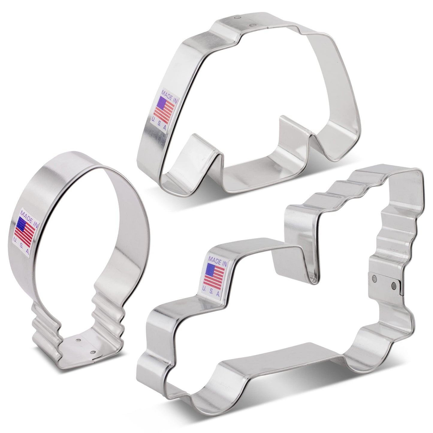 Christmas Trends Cookie Cutters 3-Pc. Set Made in the USA by Ann Clark, Vintage Truck with Tree, Lightbulb, Ugly Sweater