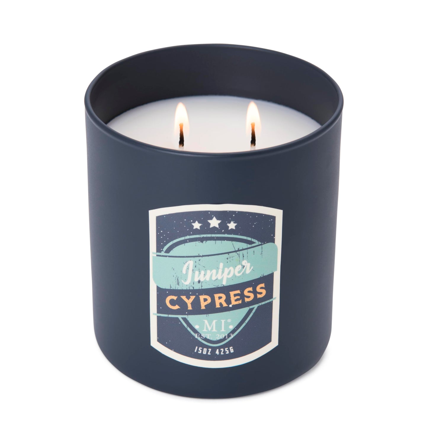 Manly Indulgence Juniper Cypress Scented Candles for Men, 2 Wick, 15 oz Premium Soy Blend Wax, 60H Burn, Candles for Home Scented – Made in The USA