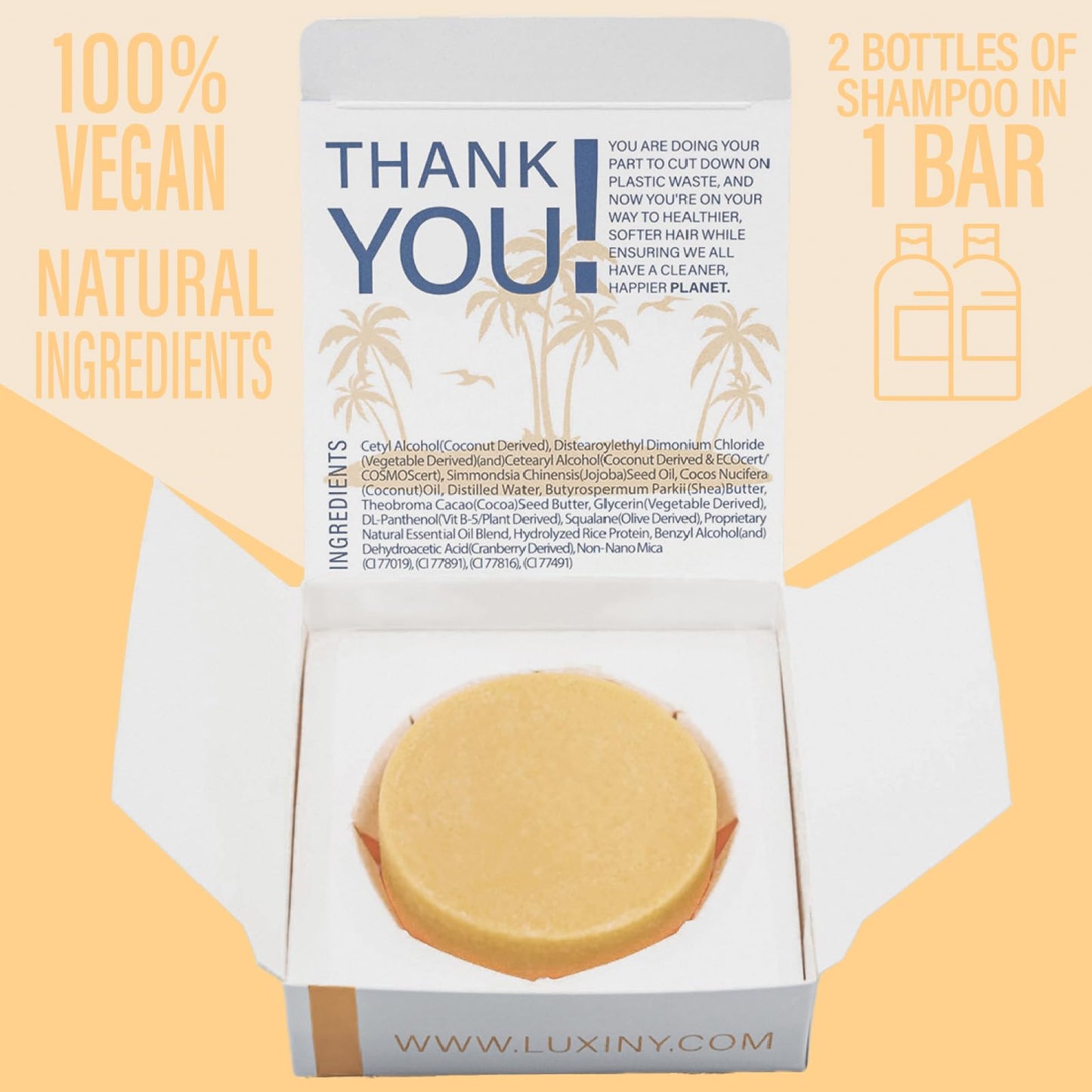 Luxiny Shampoo and Conditioner Bar Set - Sulfate Free, Moisturizing, All Hair Types (Citrus Splash) - 1 Shampoo Bar, 60g & 1 Conditioner Bar, 50g - Made in USA