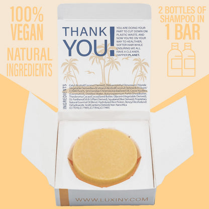 Luxiny Shampoo and Conditioner Bar Set - Sulfate Free, Moisturizing, All Hair Types (Citrus Splash) - 1 Shampoo Bar, 60g & 1 Conditioner Bar, 50g - Made in USA