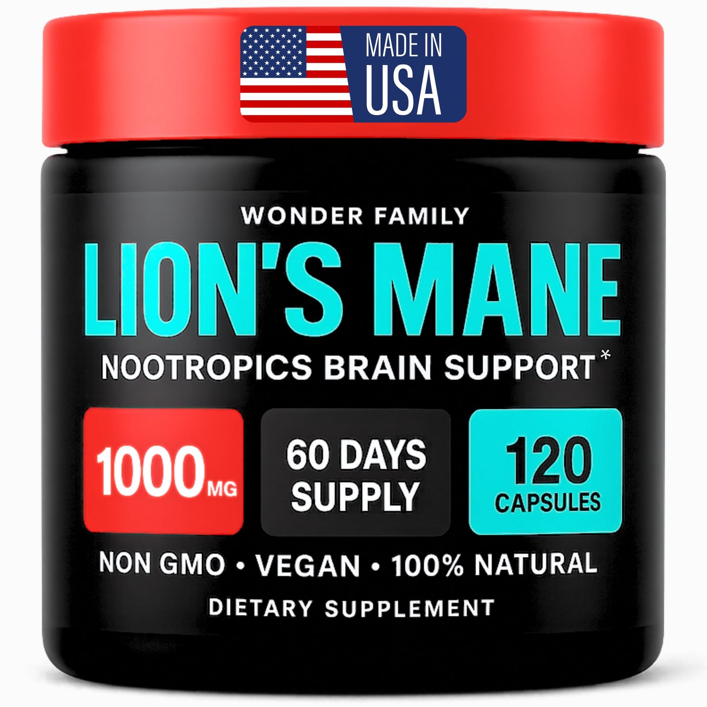 Lion’s Mane Supplement Capsules 1000mg – Nootropics Brain Support Supplement with Alpha GPC – Organic Mushroom Complex for Memory, Focus, Energy, Mood & Nerve Health – Melena de Leon Organico 120 Caps