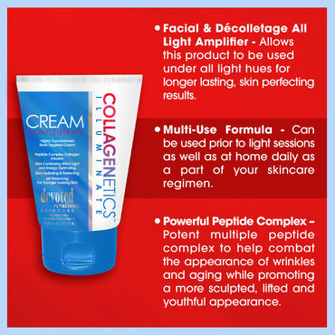 Devoted Creations Collagenetics Illuminate Cream Concentrate 3oz - Highly Concentrated Multi-Targeted Cream Skin Hydrating & Perfecting – pH Balancing For Younger Looking Skin