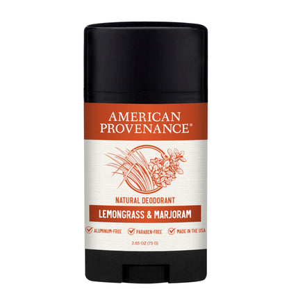 American Provenance All Natural Deodorant for Men and Women - Aluminum Free Deodorant that Lasts All Day - Made in the USA with Essential Oils & Cruelty Free - Lemongrass & Marjoram (1 Pack)