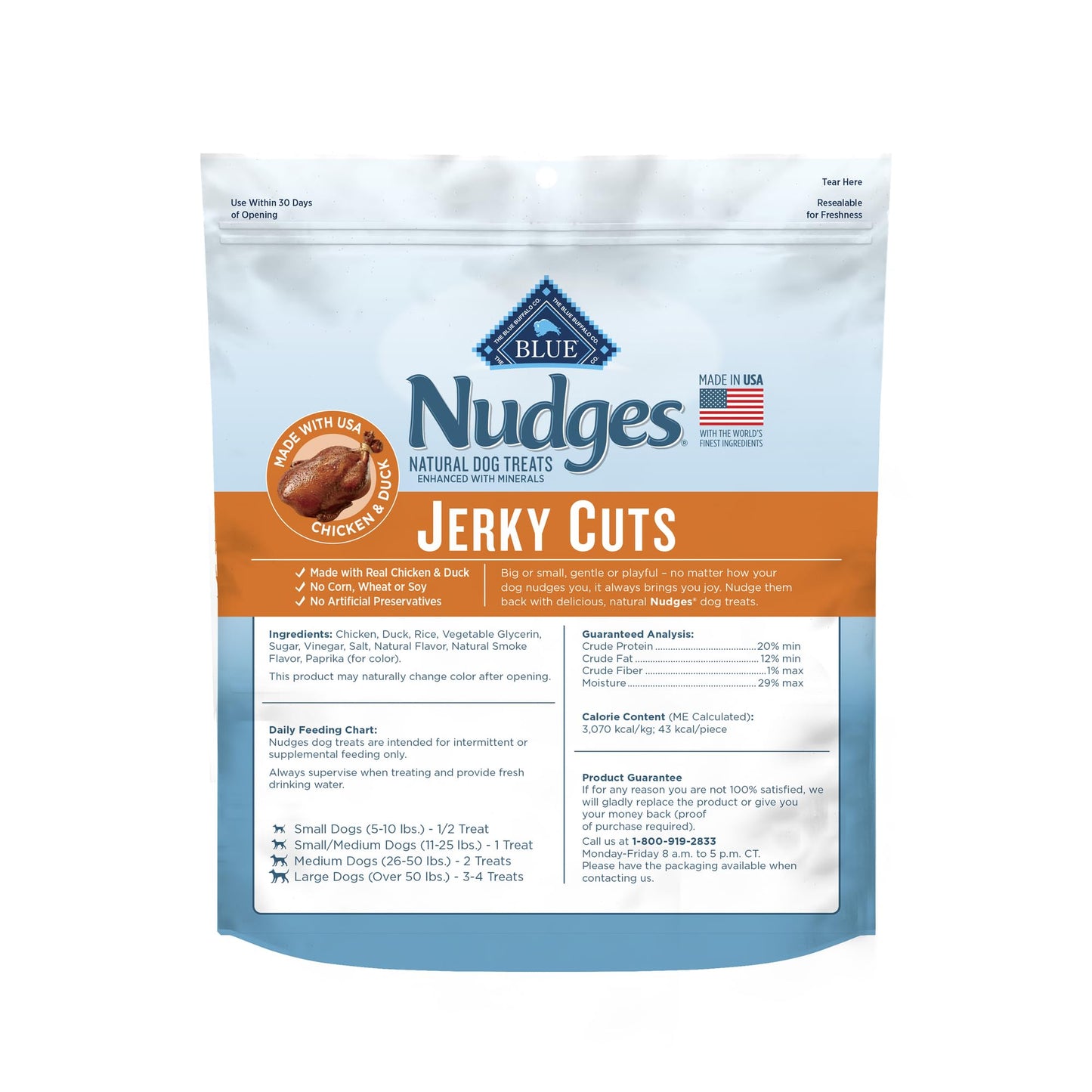 Blue Buffalo Nudges Jerky Cuts Dog Treats, Made in the USA with Natural Ingredients, Chicken & Duck, 36-oz Bag