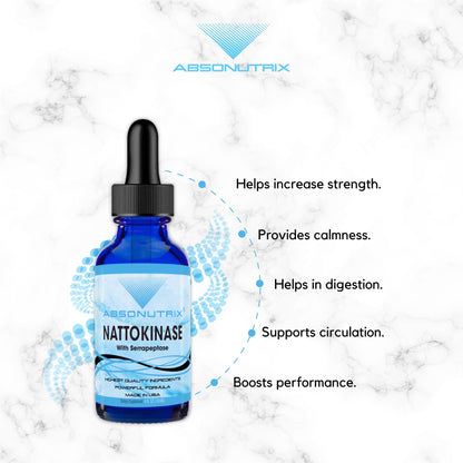 Absonutrix Nattokinase with Serrapeptase Supplement Liquid Drops - A, 390 mg, 4 FL OZ Liquid, 302 Servings, Made in USA, Beet Root Extract, Gluten-Free, Non-GMO, GMP Certified
