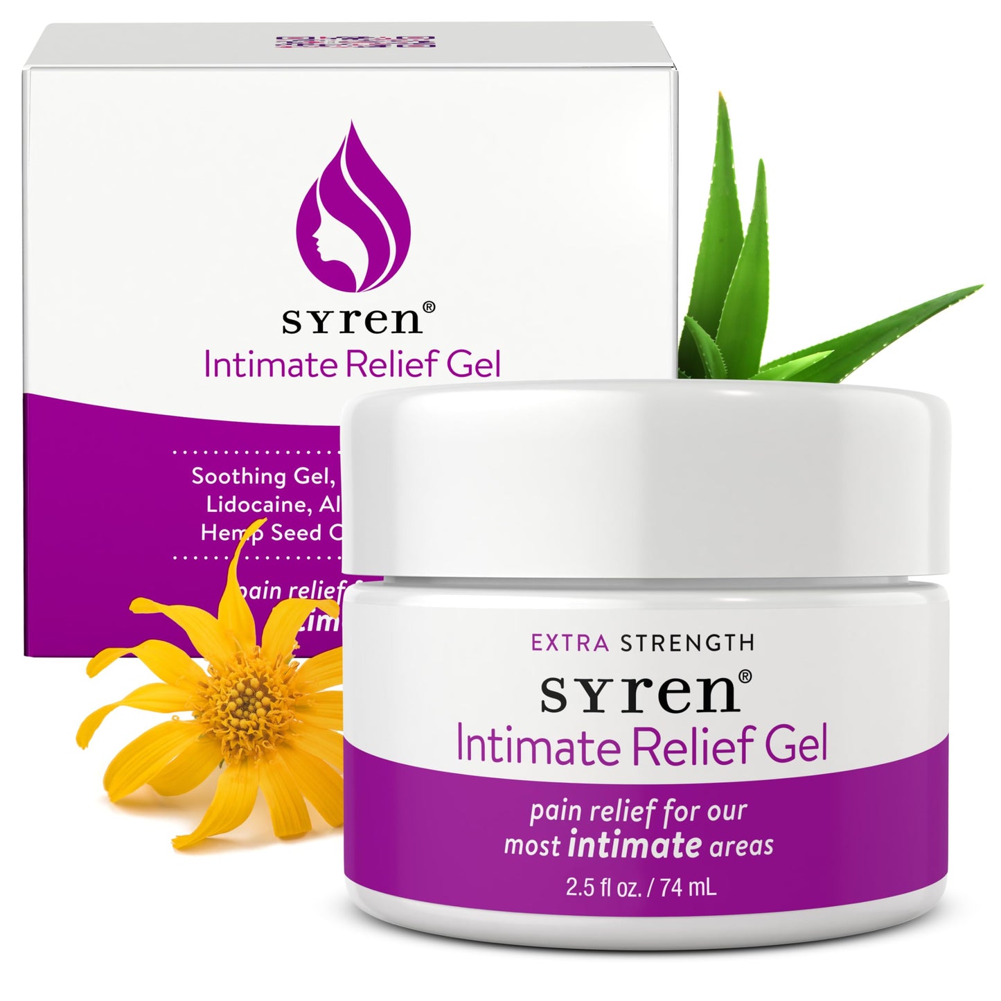 Syren Intimate Relief - Advanced Relief for Sensitive Areas - Moisturizing, Calming Formula with Aloe Vera, Vitamin E, Arnica - Non-Sticky, Unscented, Paraben-Free - 2.5 oz Made in U.S.A