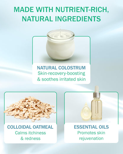 Eczema Cream for Kids & Adults, Daily Moisturizing Body Lotion for Sensitive Skin, Soothing Eczema Treatment Relief, Colloidal Oatmeal & Colostrum for Dry & Itchy Skin, Steroid- & Fragrance-Free, 4 oz