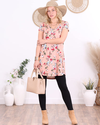 Popana Womens Short Sleeve Summer Tunic Tops to Wear with Leggings Loose Fit Made in USA