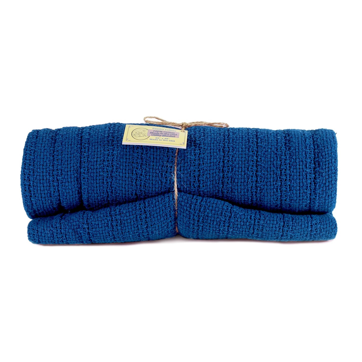 Country Cottons 100% Cotton, 100% Made in The USA Utility Blanket 60"x48" for Travel or Home (True Blue)