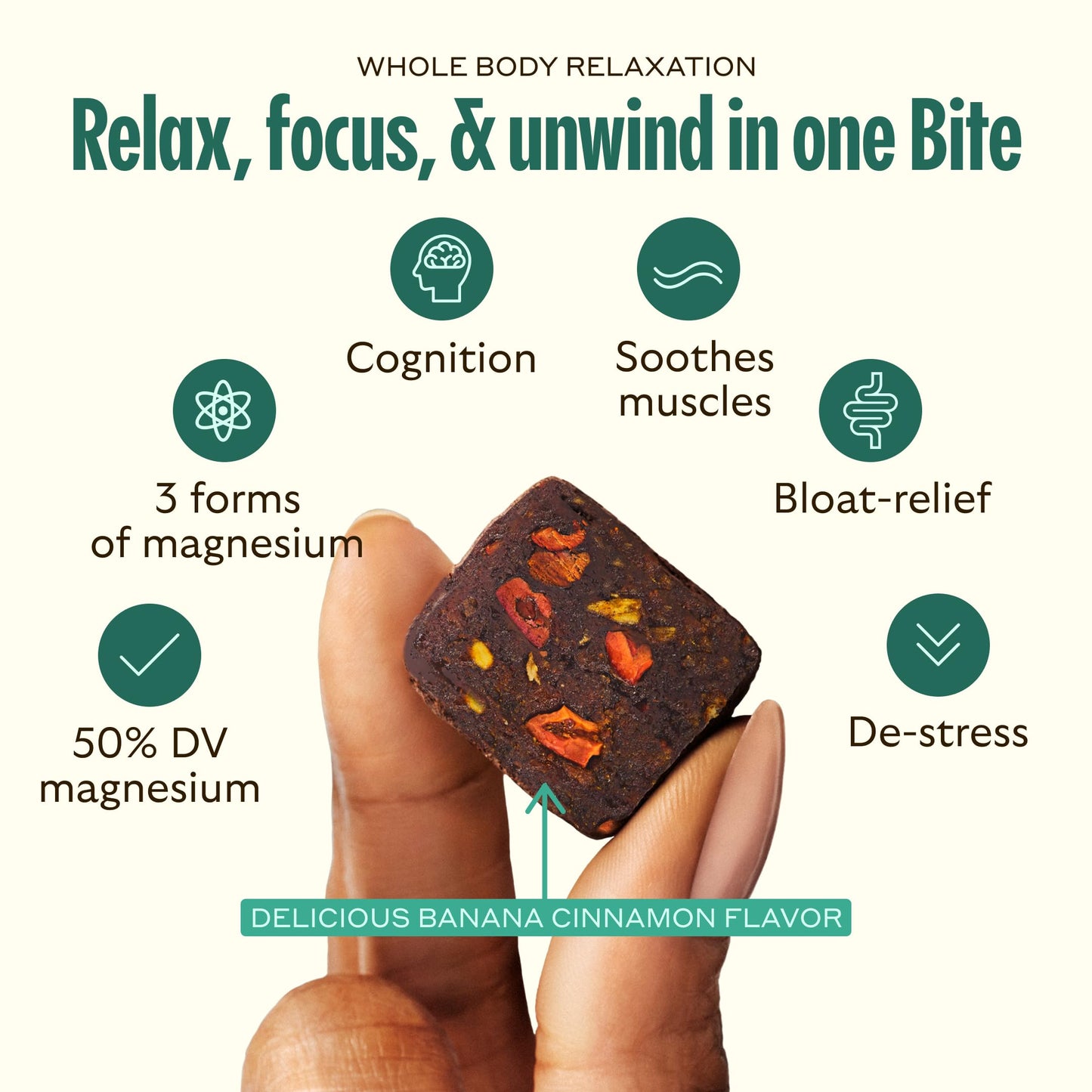 GEM Chill-Out Calm Bite | Supports Calm Mind & Clarity | Magnesium L-Threonate, Golden Chlorella, Lemon Balm | Holistic Non-Habit Forming | Gluten Free, Soy Free, Banana Cinnamon, 28 Servings