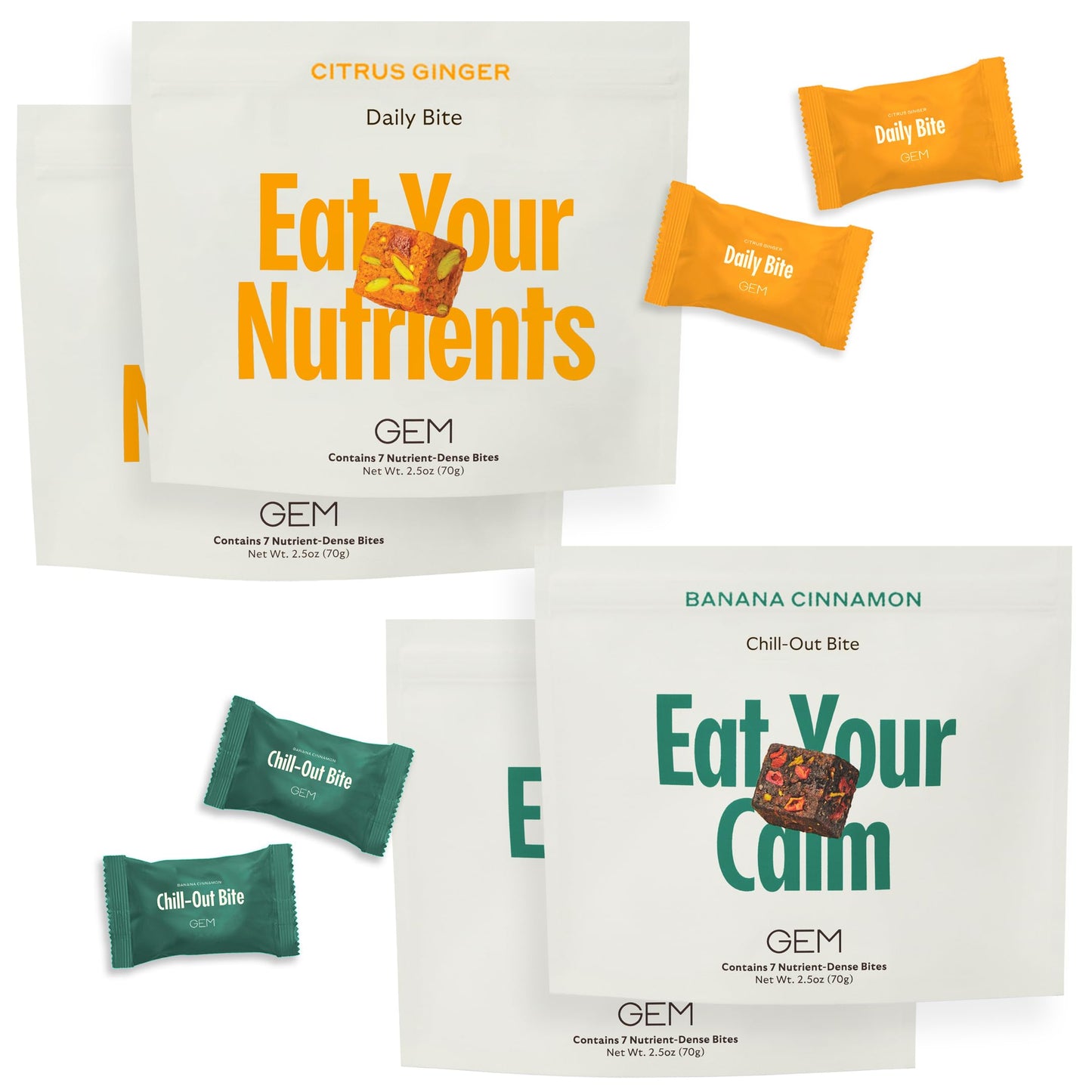 GEM Cognition Bundle - Natural Brain Health Supplement for Focus, Memory, Stress Support & Relaxation | with B-Vitamins, Magnesium, Turmeric & Adaptogens | Plant-Based Whole Food Vitamins, Vegan