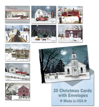 Leanin' Tree - Made In USA - Country Charm - Pack of 20 Boxed Christmas Cards with Envelopes Merry Christmas Cards 2025 Bulk, Perfect for Sending Xmas Holiday Greetings
