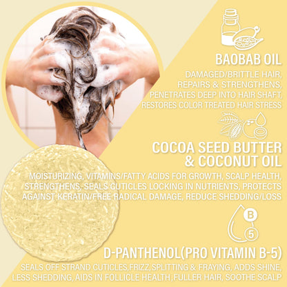 Luxiny Pina Colada Shampoo and Conditioner Bar Set - Sulfate-Free Shampoo Bar (60g) & Deep Conditioner Bar (50g) for Normal to Dry Hair, Made in USA